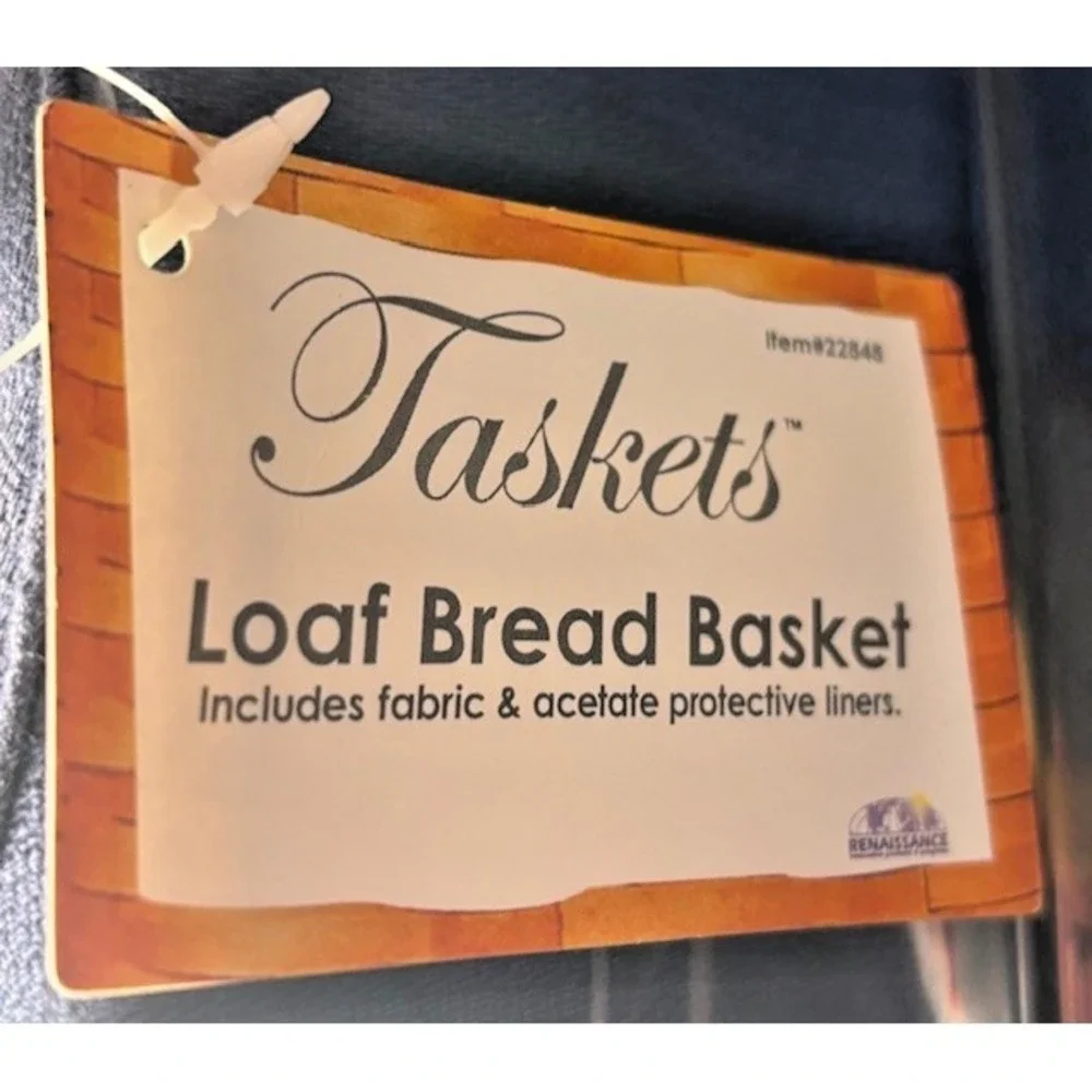Taskets Renaissance Woven Loaf Bread Basket Navy Blue Fabric Acetate Liner 22848